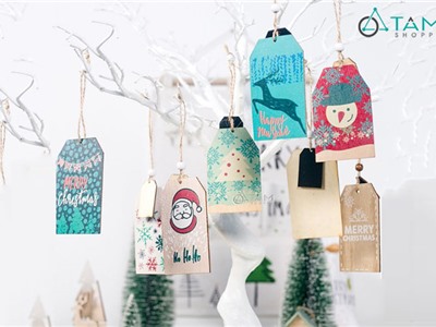 Phụ kiện treo Noel Thẻ tag gỗ in họa tiết X-PKTCT-53